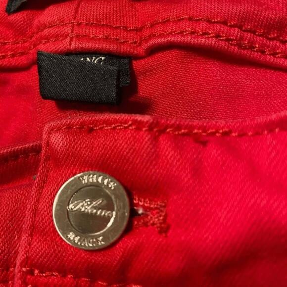 White House Black Market Womens Slim Crop Red Jeans sz 00 - Picture 6 of 7